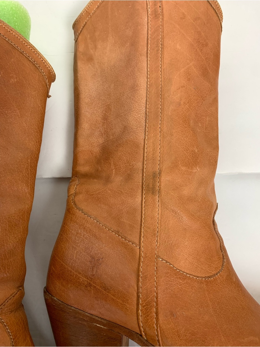 Frye Taylor Pull On Tan Leather Western Tall Boots Pointed Toe Womens Size 11 - Picture 12 of 15